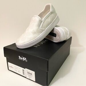 Coach Wells Signature Slip-On Sneakers Optic White Women’s 5.5B